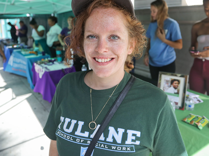 A Tulane School of Social Work graduate student at an event
