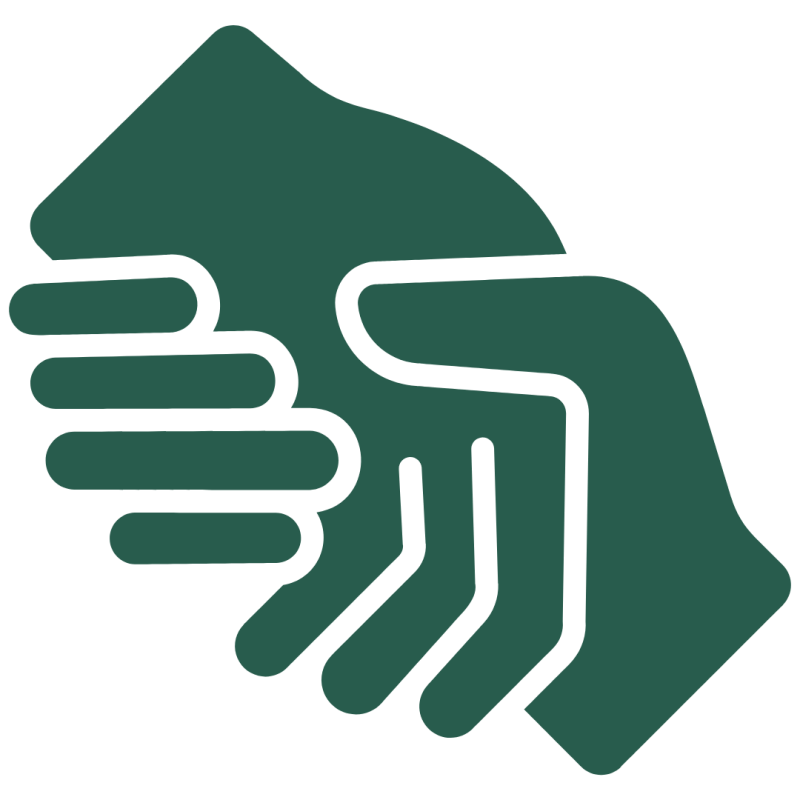 An icon of one hand helping another.