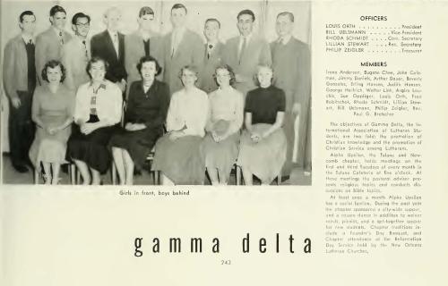 A photo of the Jamabalya yearbook in 1952 featuring Sue Oppliger.