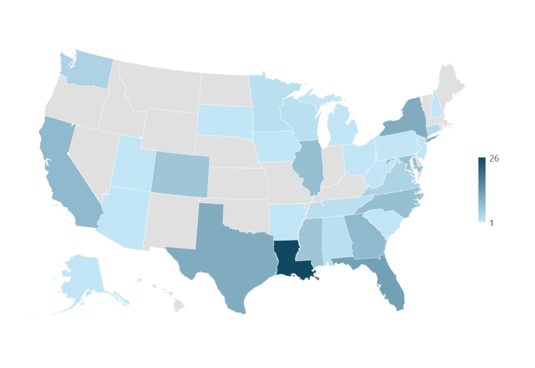 A map of the states where our 2024 incoming class is from.